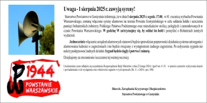 Uwaga - 1 sierpnia 2025 r. zawyją syreny!