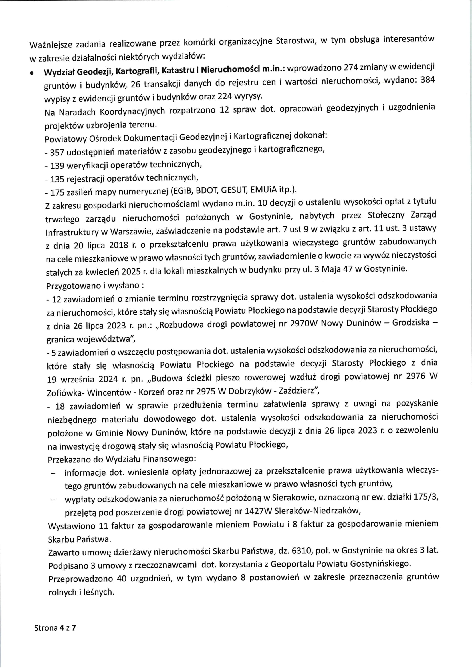 Sprawozdanie Starosty Gostyniskiego z wykonania uchwa Rady Powiatu Gostyniskiego i prac Zarzdu Powiatu Gostyniskiego w okresie 24 kwietnia 2025 r do 21 maja 2025 r 4